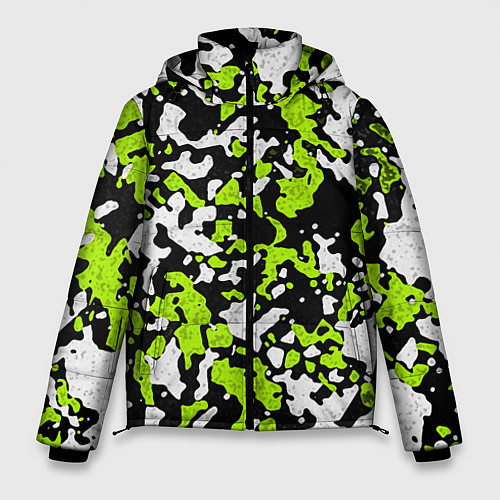 Мужская зимняя куртка Абстракция чёрно-зелёная / 3D-Черный – фото 1
