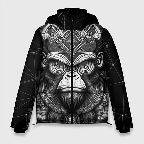 Мужская зимняя куртка Кинг Конг король обезьян на фоне созвездия / 3D-Черный – фото 1