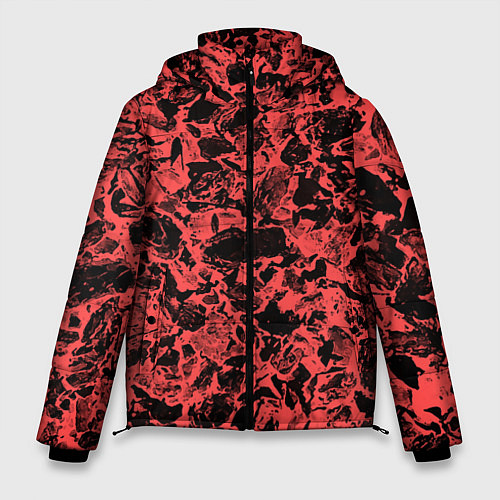 Мужская зимняя куртка Каменная текстура коралловый / 3D-Черный – фото 1