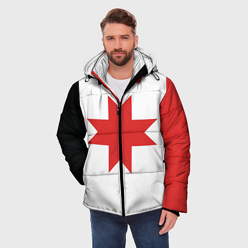 Мужская зимняя куртка Флаг Удмуртии / 3D-Светло-серый – фото 3