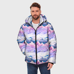 Куртка зимняя мужская Розовые горы паттерн, цвет: 3D-светло-серый — фото 2