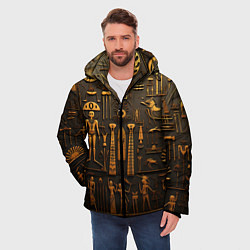 Куртка зимняя мужская Арт в стиле египетских письмен, цвет: 3D-черный — фото 2