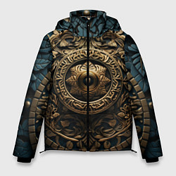 Куртка зимняя мужская Орнамент в кельтском стиле, цвет: 3D-черный