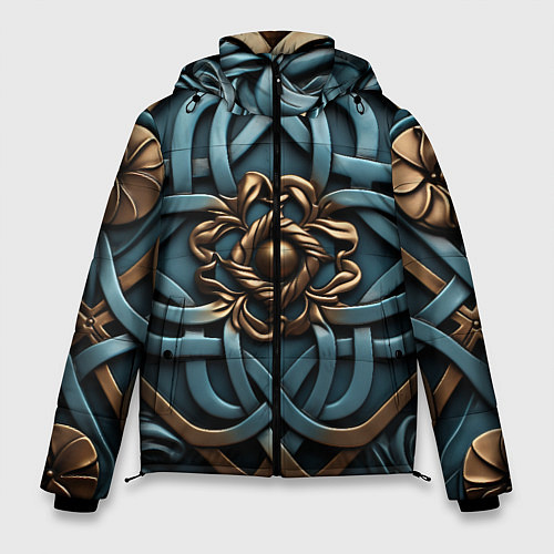 Мужская зимняя куртка Симметричный орнамент в кельтской стилистике / 3D-Черный – фото 1