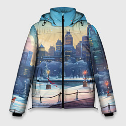 Куртка зимняя мужская Зимний большой город, цвет: 3D-черный