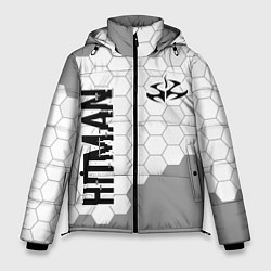 Мужская зимняя куртка Hitman glitch на светлом фоне вертикально
