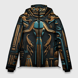 Мужская зимняя куртка Орнамент в стиле египетской иероглифики