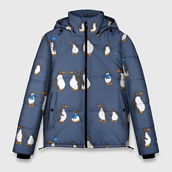 Куртка зимняя мужская Забавное семейство пингвинов, цвет: 3D-черный