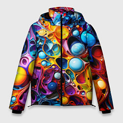 Куртка зимняя мужская Космическая фантазия, цвет: 3D-черный