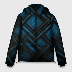 Куртка зимняя мужская Тёмно-синяя шотландская клетка, цвет: 3D-красный