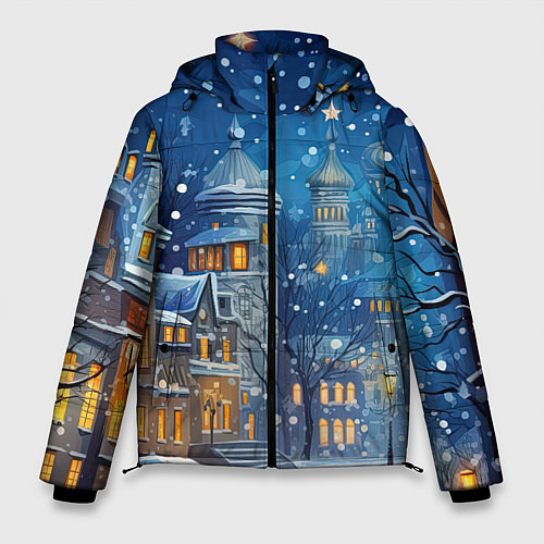 Мужская зимняя куртка Новогоднее настроение город / 3D-Черный – фото 1