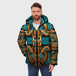 Куртка зимняя мужская Орнамент в норвежском стиле, цвет: 3D-светло-серый — фото 2