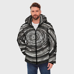 Куртка зимняя мужская Круги бесконечности в космосе, цвет: 3D-светло-серый — фото 2