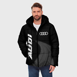 Куртка зимняя мужская Audi speed на темном фоне со следами шин вертикаль, цвет: 3D-черный — фото 2