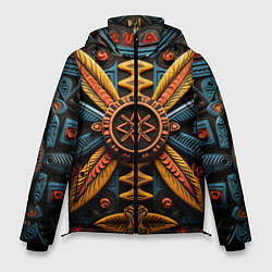 Куртка зимняя мужская Орнамент в стиле африканских племён, цвет: 3D-черный