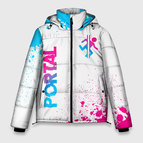 Мужская зимняя куртка Portal neon gradient style вертикально / 3D-Черный – фото 1