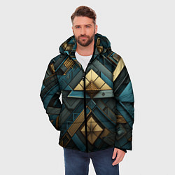 Куртка зимняя мужская Геометрический узор в египетском стиле, цвет: 3D-светло-серый — фото 2