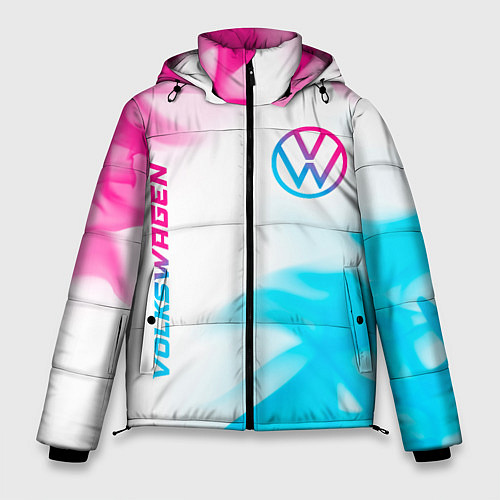 Мужская зимняя куртка Volkswagen neon gradient style вертикально / 3D-Черный – фото 1