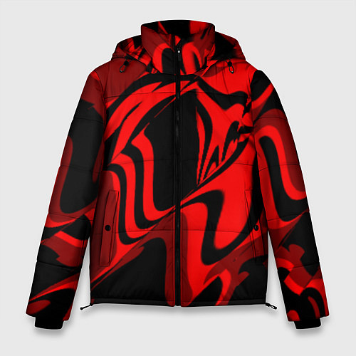 Мужская зимняя куртка Черно-красное предупреждение / 3D-Черный – фото 1