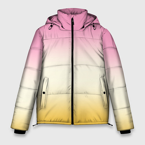 Мужская зимняя куртка Розовый бежевый желтый градиент / 3D-Черный – фото 1
