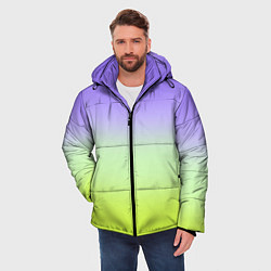 Куртка зимняя мужская Фиолетовый мятный и желто-зеленый градиент, цвет: 3D-светло-серый — фото 2