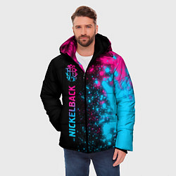 Куртка зимняя мужская Nickelback - neon gradient по-вертикали, цвет: 3D-черный — фото 2