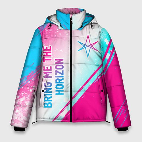 Мужская зимняя куртка Bring Me the Horizon neon gradient style вертикаль / 3D-Черный – фото 1