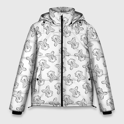 Мужская зимняя куртка Сончас у мишек - принт раскраска / 3D-Светло-серый – фото 1