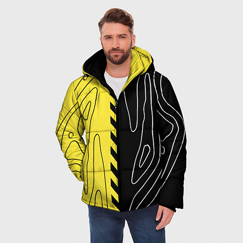 Мужская зимняя куртка Яркие линии в темноте / 3D-Светло-серый – фото 3