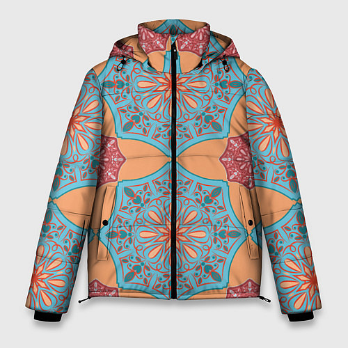 Мужская зимняя куртка Ажурный орнамент / 3D-Красный – фото 1