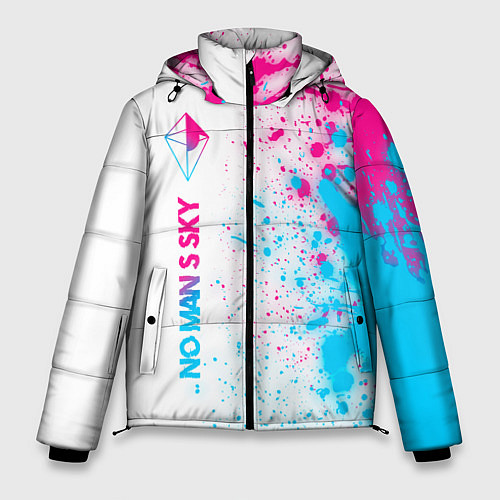 Мужская зимняя куртка No Mans Sky neon gradient style по-вертикали / 3D-Черный – фото 1