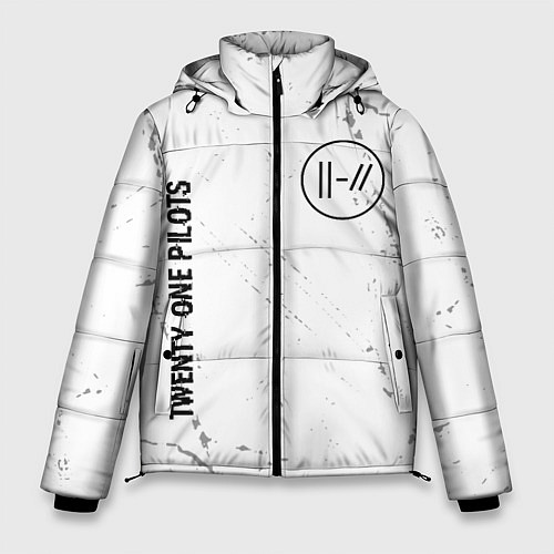 Мужская зимняя куртка Twenty One Pilots glitch на светлом фоне вертикаль / 3D-Черный – фото 1