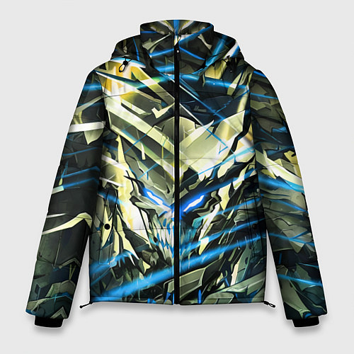 Мужская зимняя куртка Киберпанк адский скелет синий / 3D-Светло-серый – фото 1
