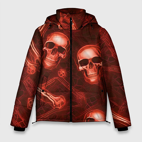 Мужская зимняя куртка Красные черепа и кости / 3D-Черный – фото 1