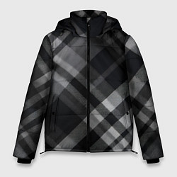Куртка зимняя мужская Черно-белая диагональная клетка в шотландском стил, цвет: 3D-светло-серый