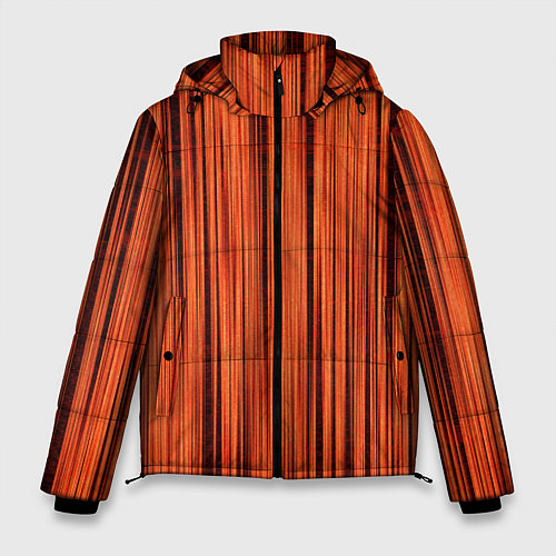 Мужская зимняя куртка Абстрактные полосы красно-оранжевый / 3D-Черный – фото 1