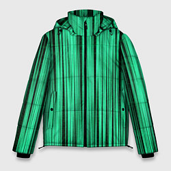 Мужская зимняя куртка Абстракция полосы зелёные