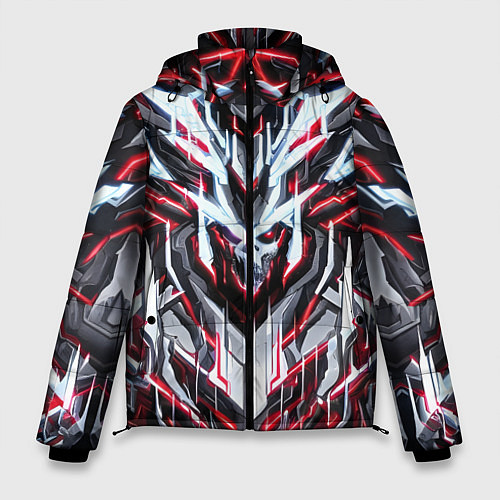 Мужская зимняя куртка Неоновый красный кибер череп / 3D-Черный – фото 1