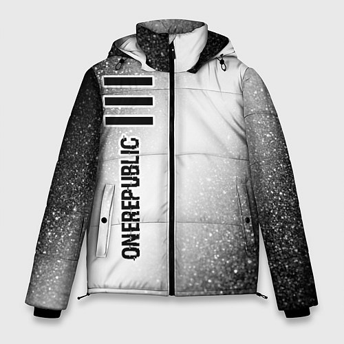 Мужская зимняя куртка OneRepublic glitch на светлом фоне по-вертикали / 3D-Черный – фото 1