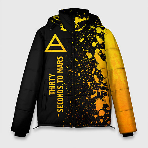 Мужская зимняя куртка Thirty Seconds to Mars - gold gradient по-вертикал / 3D-Черный – фото 1