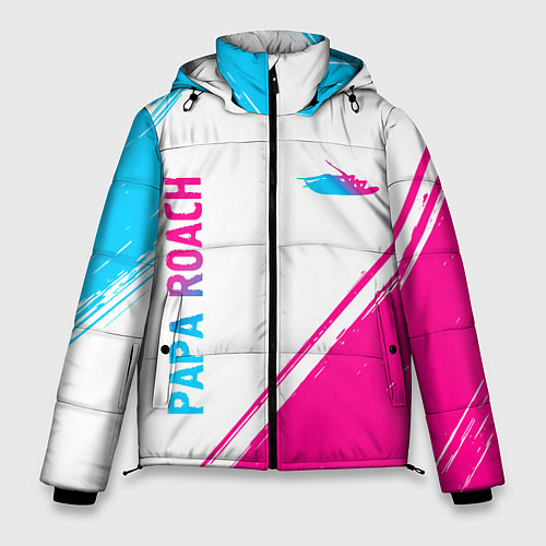 Мужская зимняя куртка Papa Roach neon gradient style вертикально / 3D-Черный – фото 1