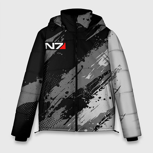 Мужская зимняя куртка N7 - mass effect monochrome / 3D-Черный – фото 1