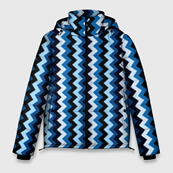 Куртка зимняя мужская Ломаные полосы синий, цвет: 3D-черный