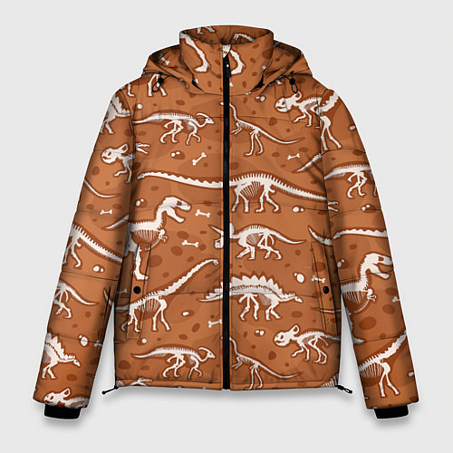 Мужская зимняя куртка Скелеты динозавров / 3D-Черный – фото 1