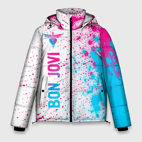 Мужская зимняя куртка Bon Jovi neon gradient style по-вертикали / 3D-Черный – фото 1