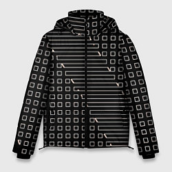 Куртка зимняя мужская Чёрный абстрактный с квадратами, цвет: 3D-черный