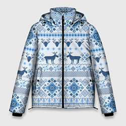 Куртка зимняя мужская Blue sweater with reindeer, цвет: 3D-черный