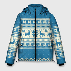 Куртка зимняя мужская Sweater with deer on a blue background, цвет: 3D-светло-серый