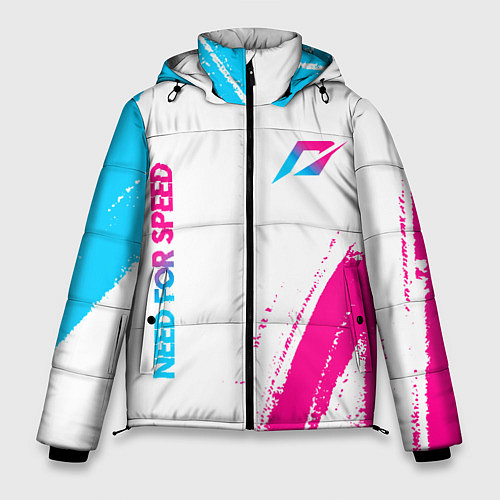 Мужская зимняя куртка Need for Speed neon gradient style вертикально / 3D-Черный – фото 1