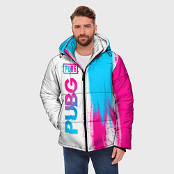 Куртка зимняя мужская PUBG neon gradient style по-вертикали, цвет: 3D-черный — фото 2